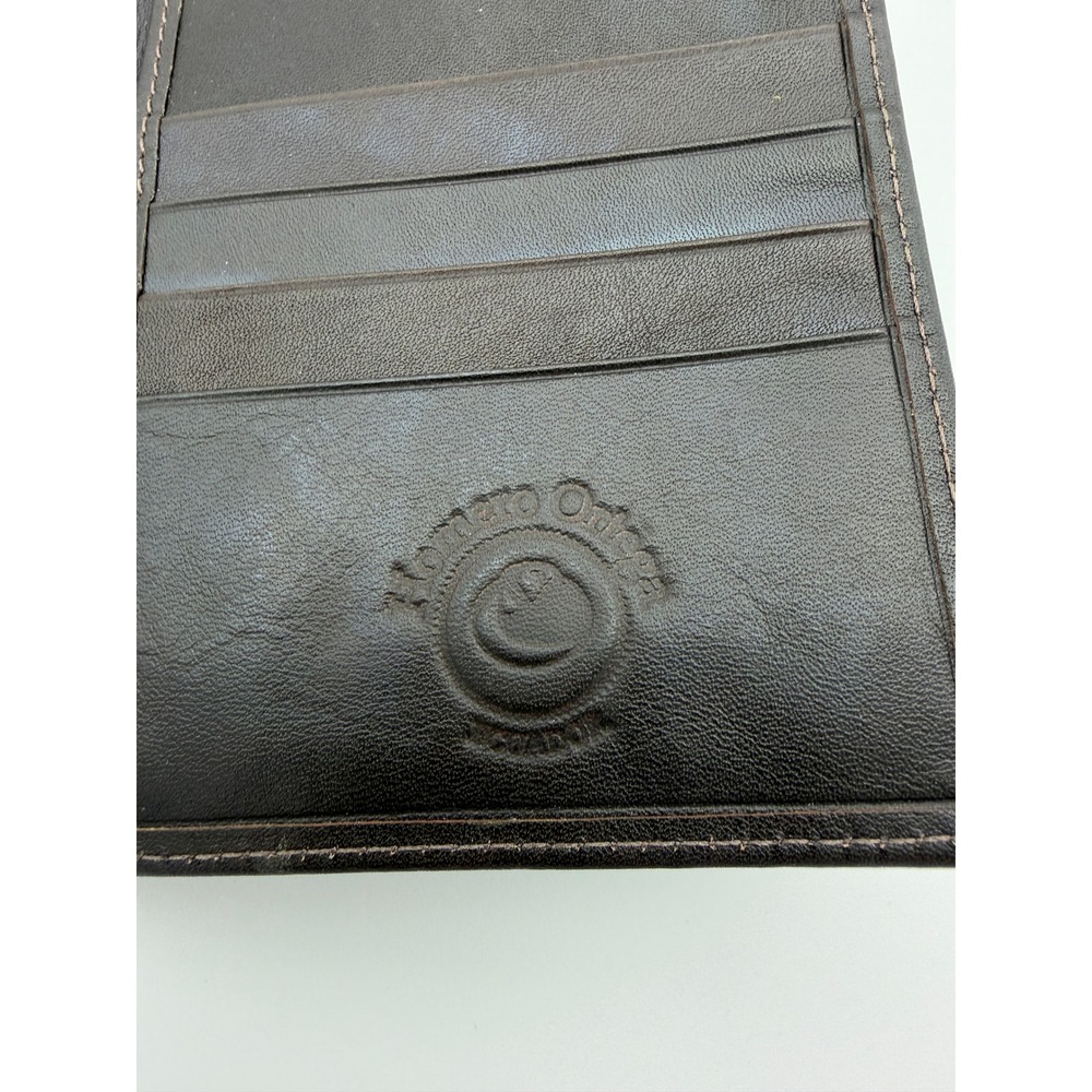 Homero Ortega Leather Passport Holder Wallet Woven Inlay Brown Ecuador Mens - Picture 4 of 4
